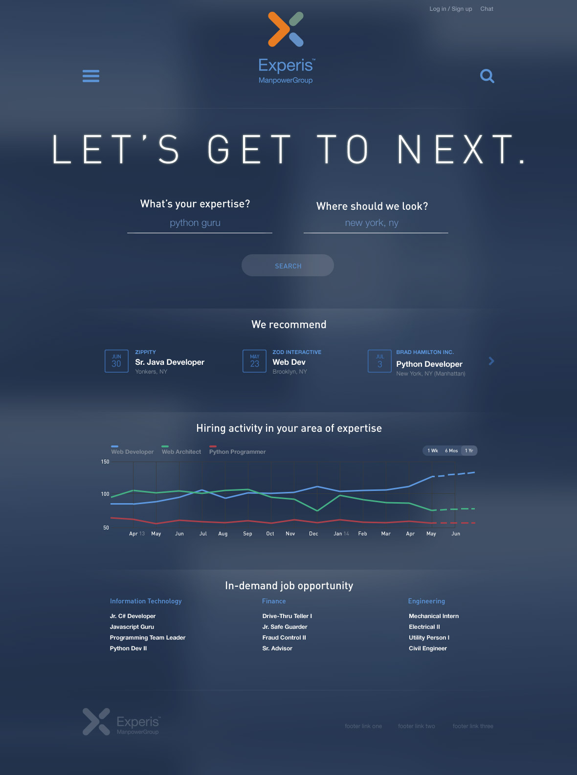 Click the close button or hit Esc key to close this A couple of screenshots from the new experis.com